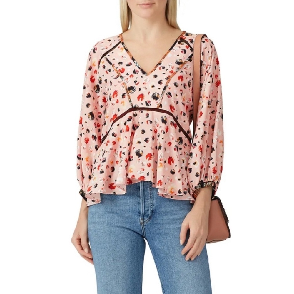 Hunter Bell Leopard Grayson Pink Top Size L